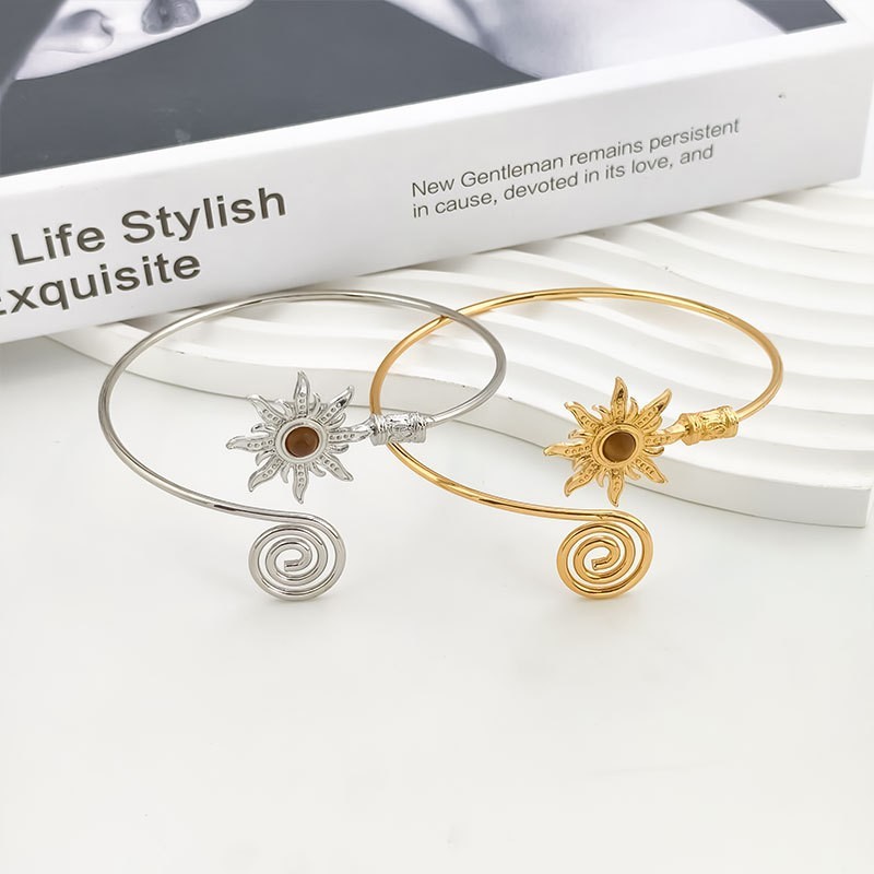 Braçadeira de girassol espiral de metal retrô com design transfronteiriço europeu e americano, personalidade, temperamen em Oferta na Shopee