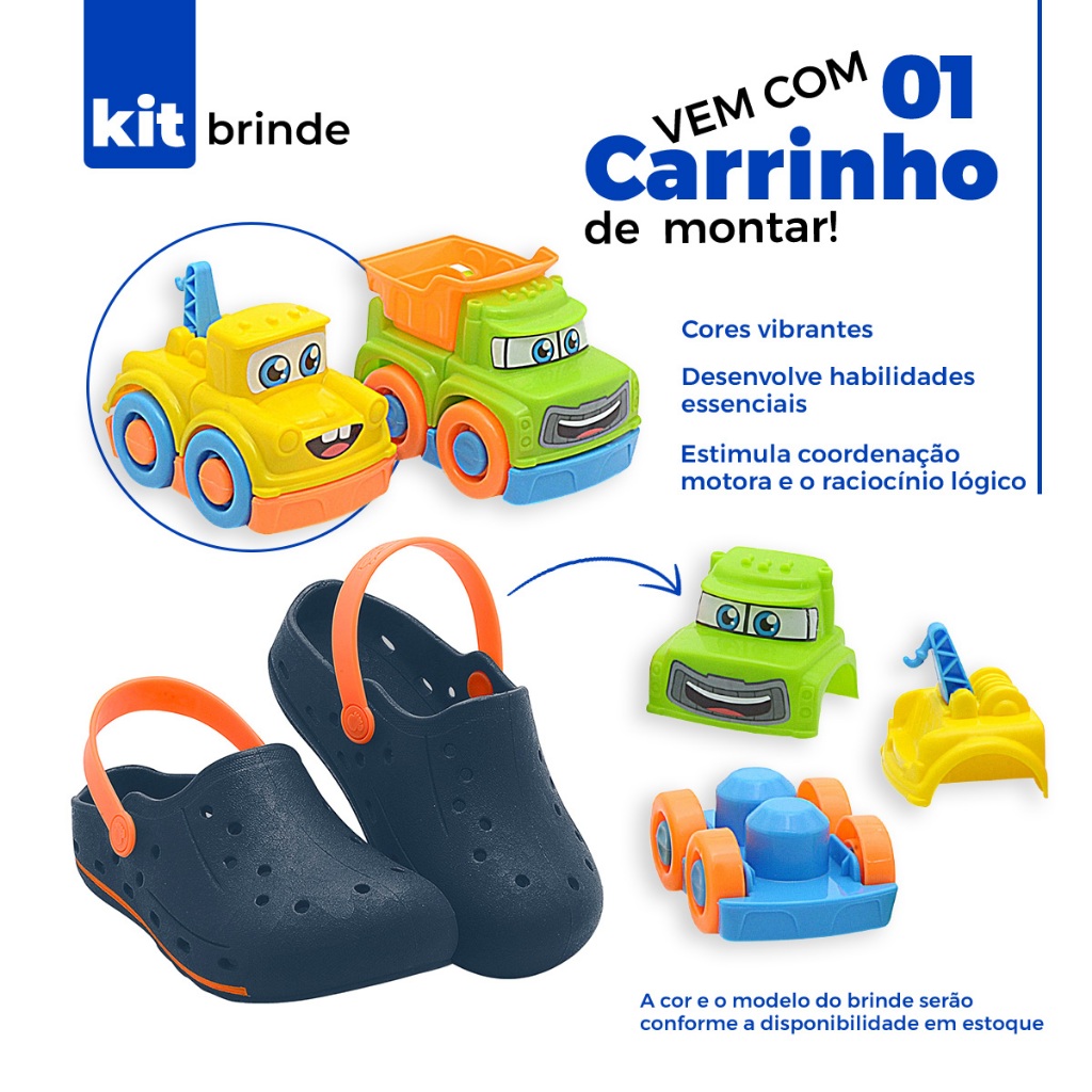 Sandália Injetada Infantil Menino Marinho/Laranja + Brinde em Oferta na Shopee