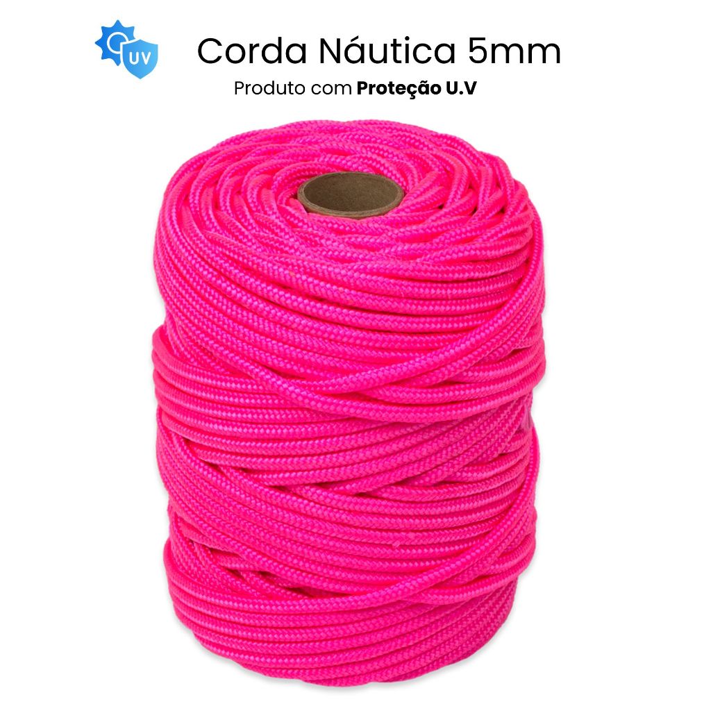Corda Náutica de Polipropileno 5mm Rolo 80 metros Trançado Carga, Selaria, Camping e Decoração