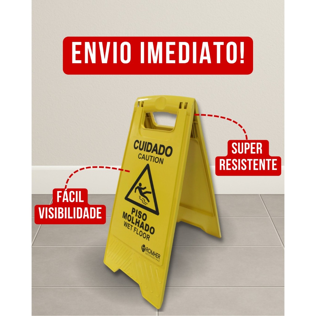 Placa Sinalizadora Cavalete Cuidado Piso Molhado, Cavalete de sinalização e segurança p/ ambientes . em Oferta na Shopee
