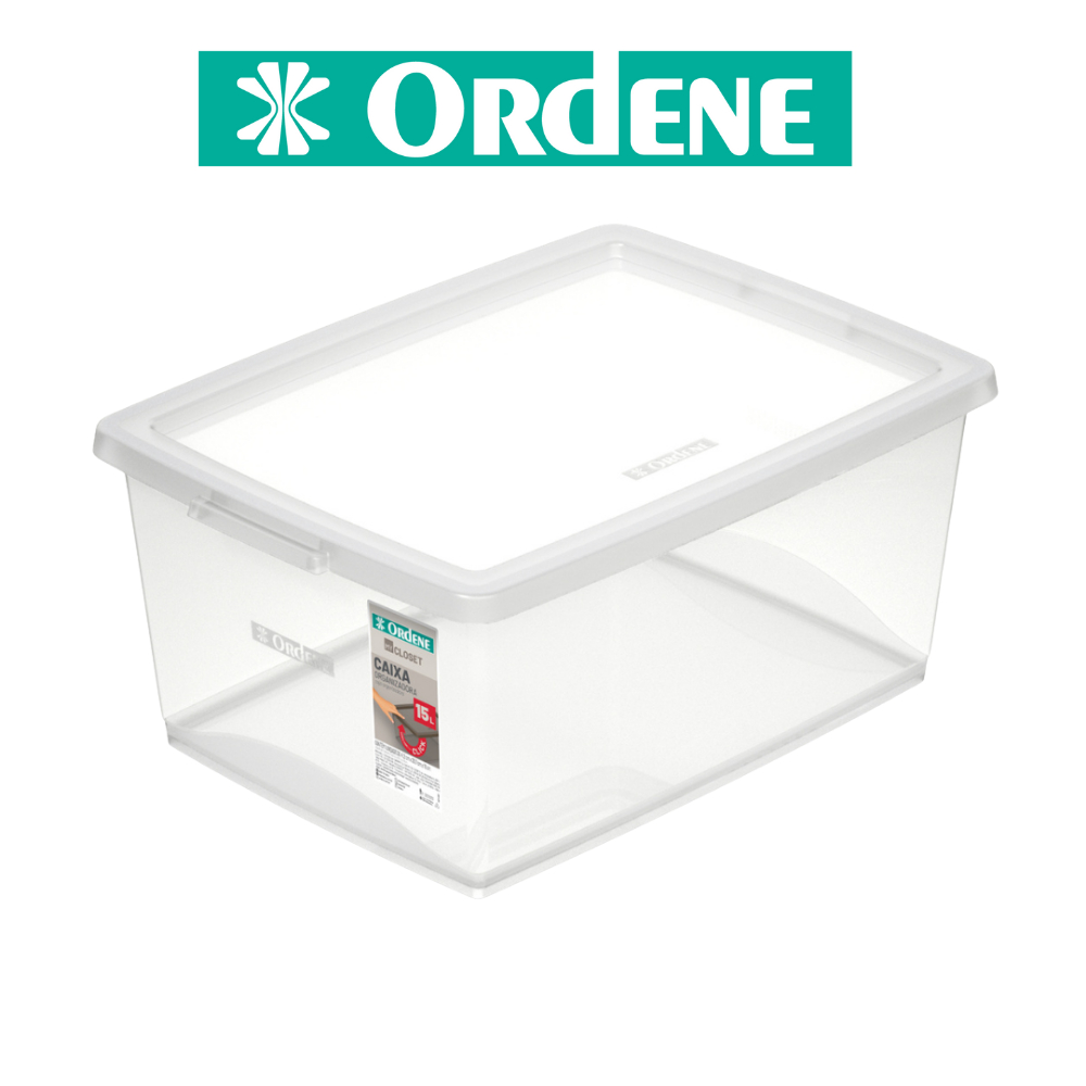 Kit Caixa Organizadora 15 Litros Com Tampa Empilhavel Ordene Transparente Kit Organizador Closet em Oferta na Shopee