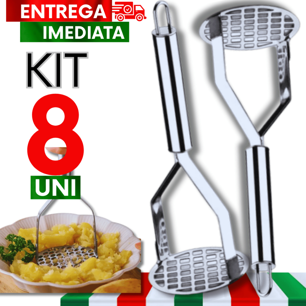 Combo 08 Amassador de Batatas em Inox Utilidades, Qualidade Resistencia Garantida para suas receitas
