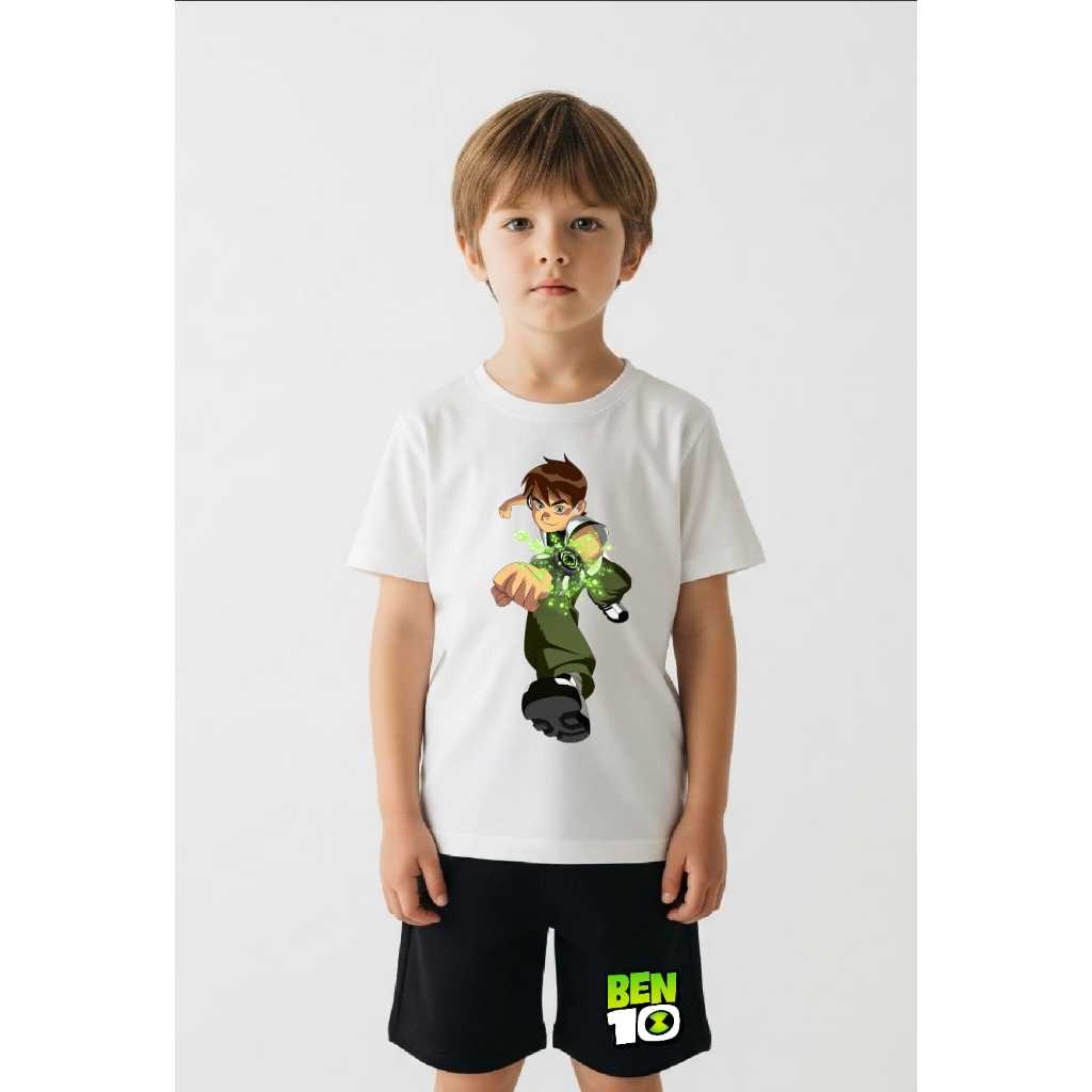 conjunto Camiseta e bermuda Ben 10 Unissex Infantil 100% Algodão