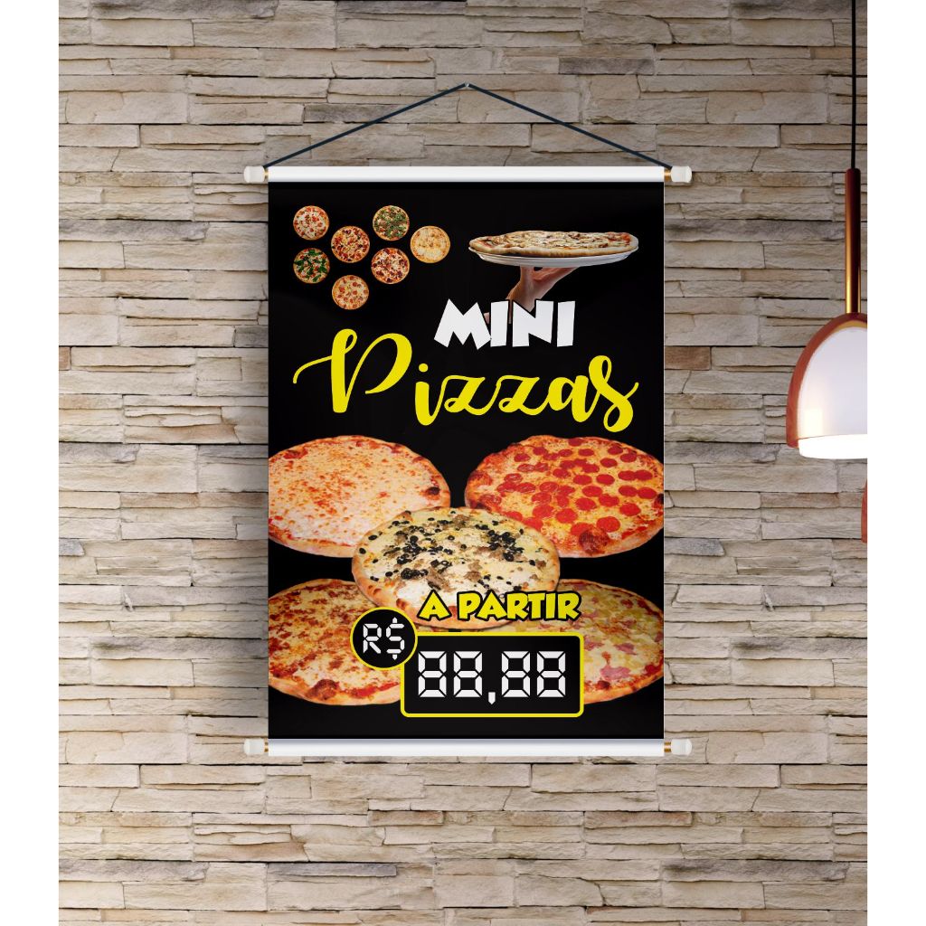 BANNER COMERCIAL ARTE PRONTA - MINI PIZZAS em Oferta na Shopee