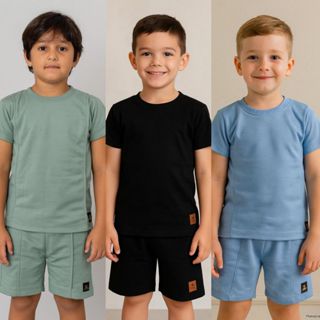 Conjunto Infantil Masculino 2 Peças Camisa e Short Moletinho Verão em Oferta na Shopee
