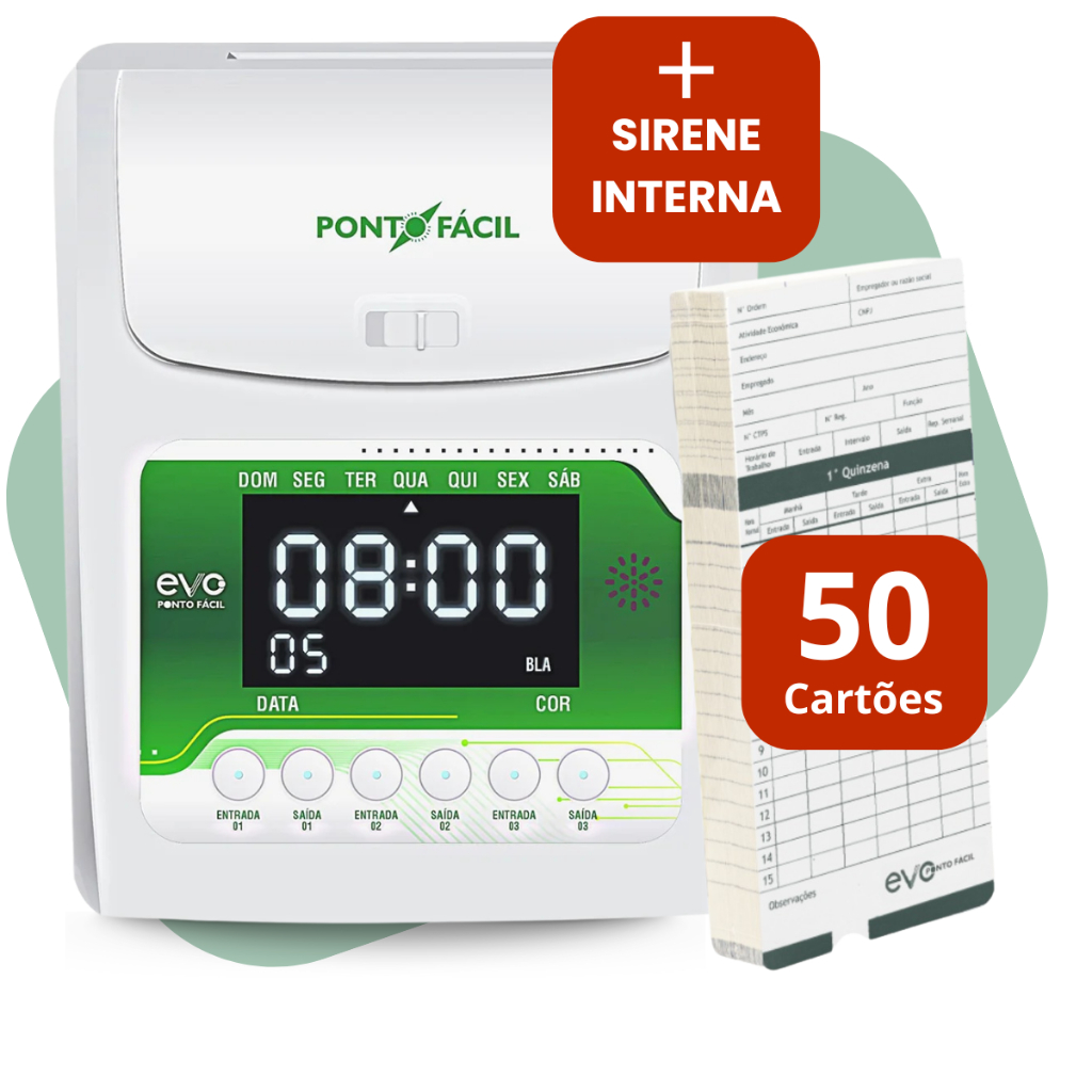 RELÓGIO PONTO DIGITAL ELETRONICO + 50 UNIDADES DE CARTÃO CARTOGRÁFICO