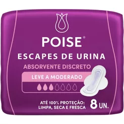 Poise Absorvente Escape de Urina Discreto Moderado com 8 Unidades