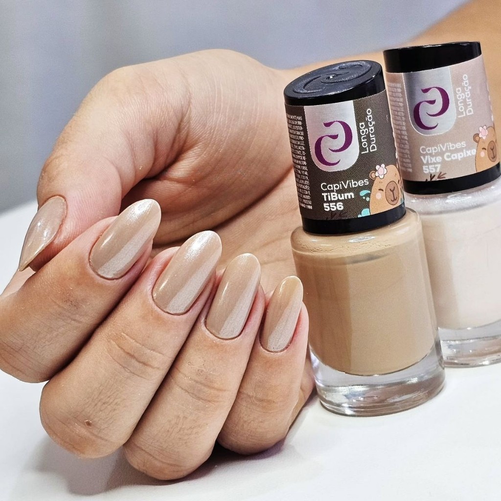 Kit 2 Esmaltes Cora Tons de Nude Coleção CapiVibes Capivara Lançamento Mais Vendidos Classicos 10mL