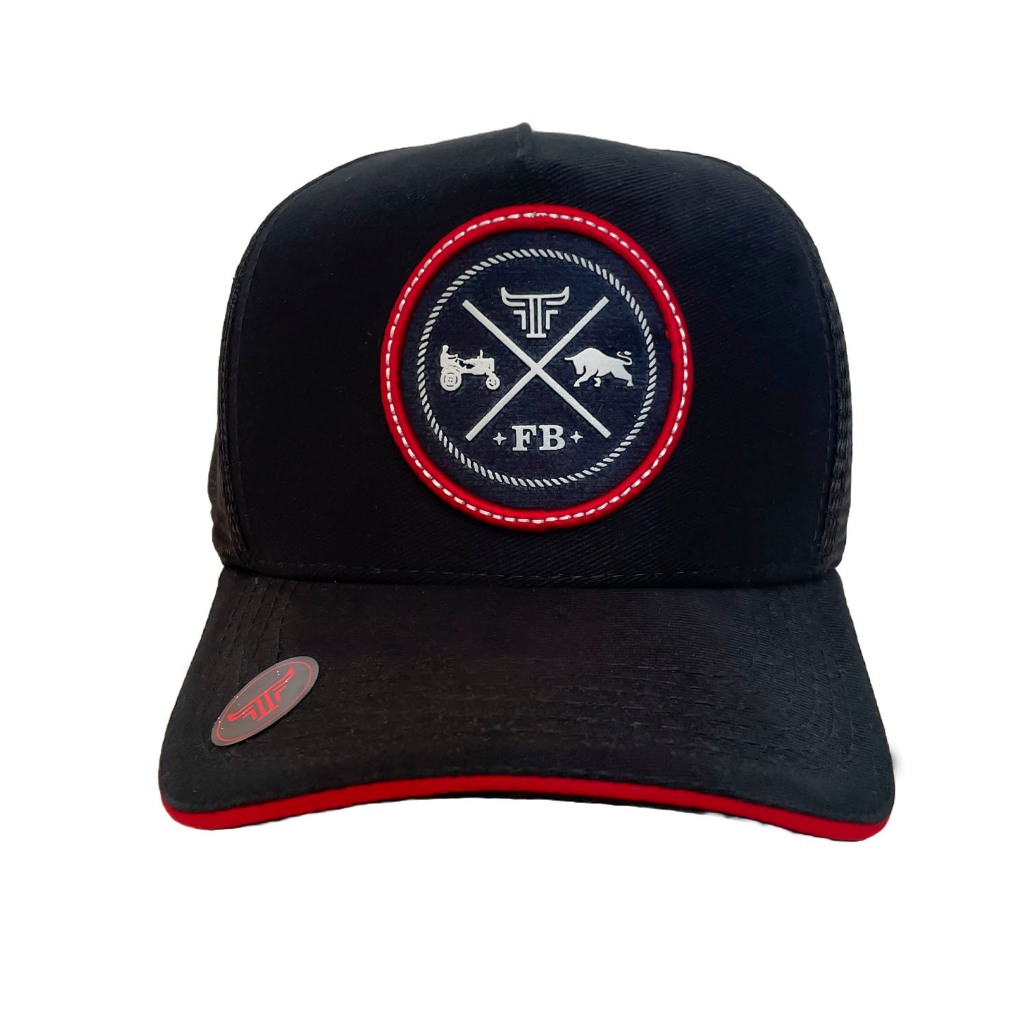 Boné Country Masculino Feminino Farm Bulls Tela Ventilada Preto
