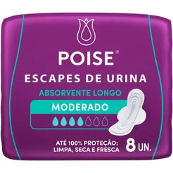 Poise Abs Longo Fluxo Moderado Com Aba 8 Unidades