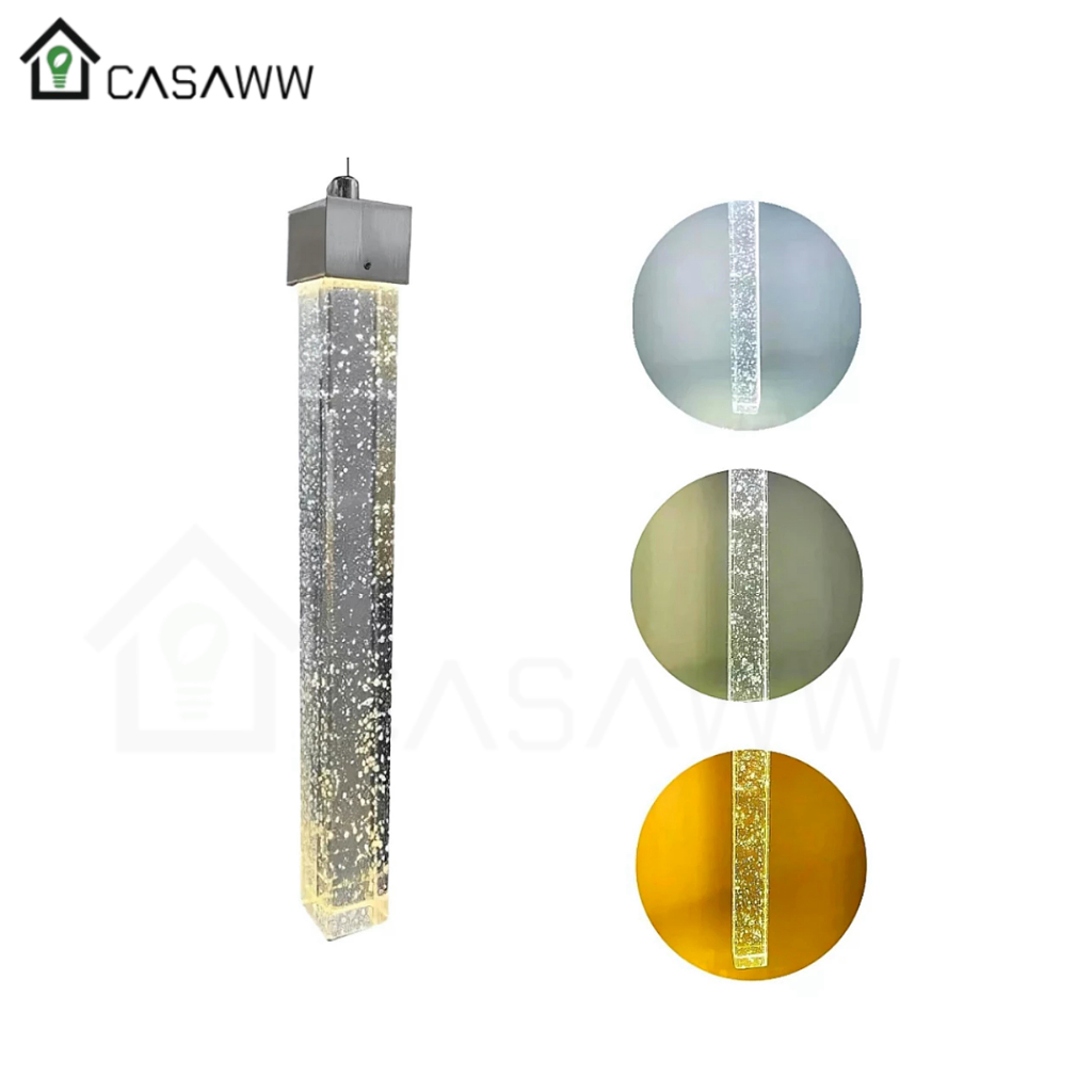 Luminária Pendente Lustre tubo bolha Empire 30 3 cores em 1 cristal Lustre Cristal Vidro