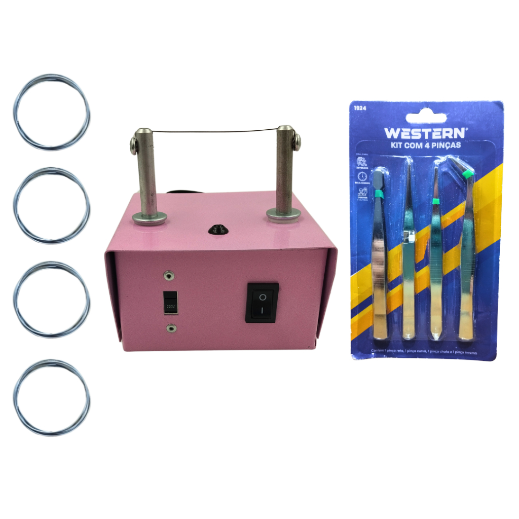 Máquina de Cortar Fitas + Jogo De Pinças Western e 4 Refil