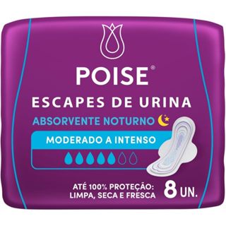 Poise Absorvente Noturno Fluxo Moderado A Intenso Com Abas 8 Unidades em Oferta na Shopee