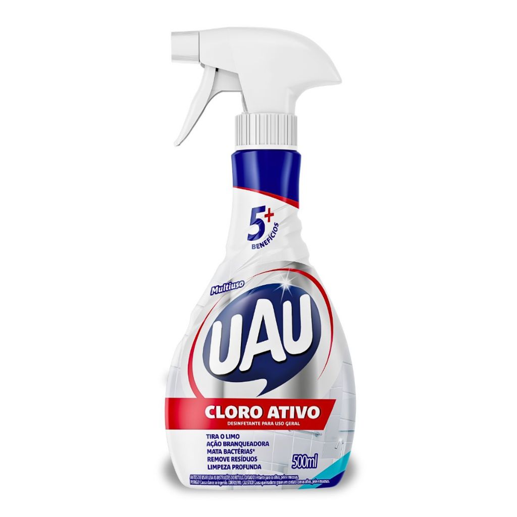 Limpador Multiuso 500ml 4 Em 1 Cloro Ativo Borrifador Uau - Home & Living