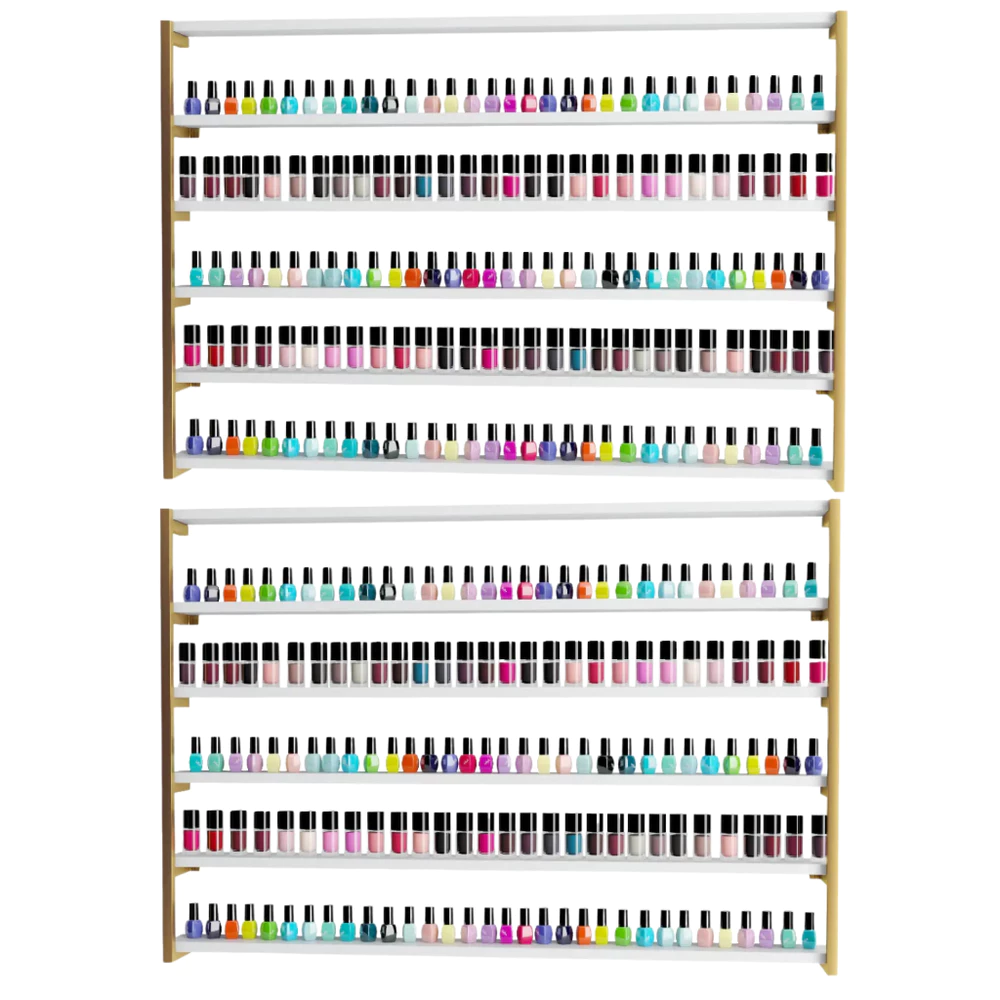 2x Nichos Expositores de Esmaltes Grande Manicure Industrial Suporte Esmalteira Metalon Prateleiras
