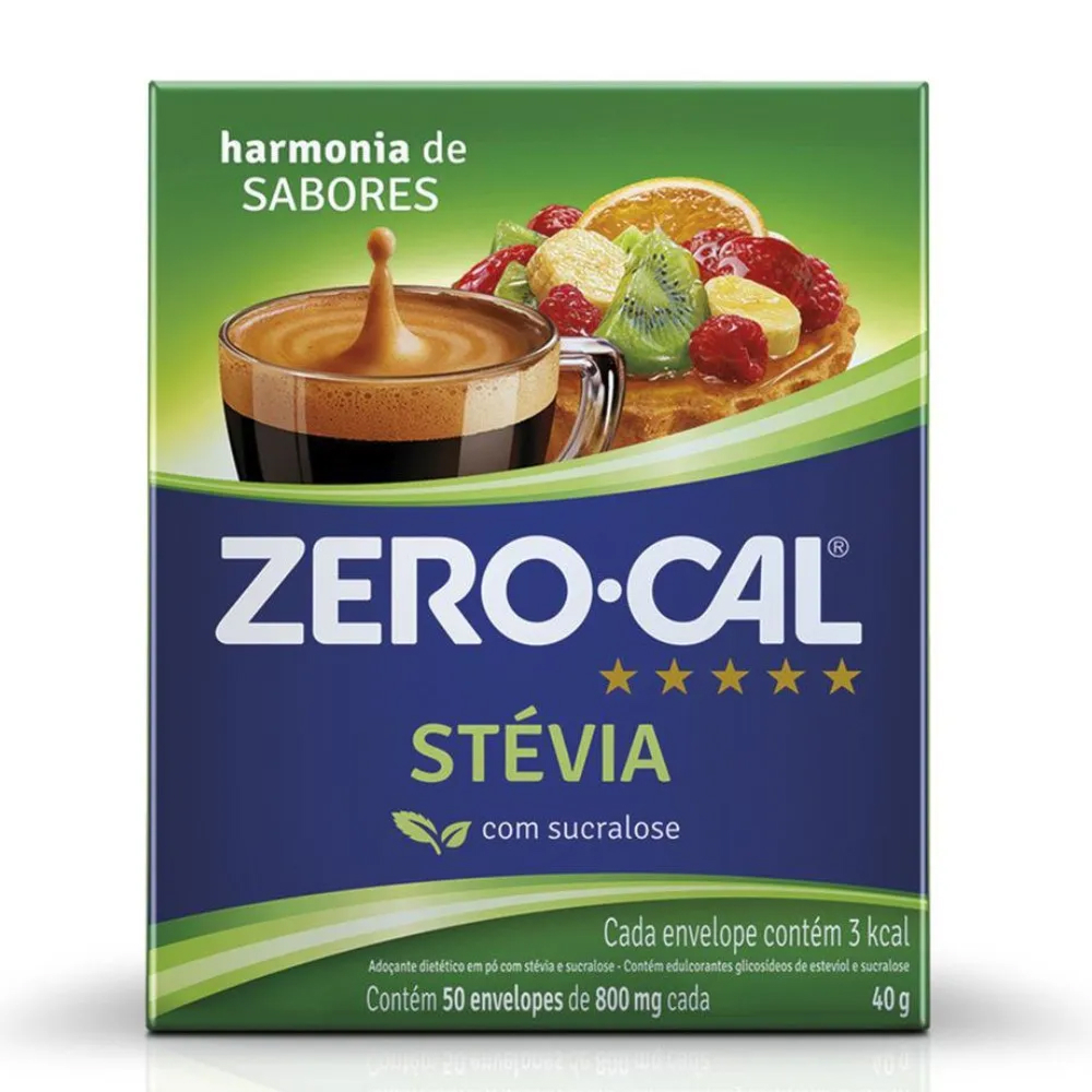 Adoçante Zero-Cal Stevia Envelope com 50 Unidades em Oferta na Shopee