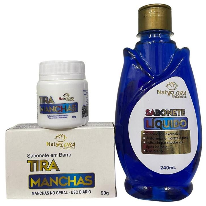Kit Tira Manchas Clareador de Manchas Creme, Barra e Líquido 3 Un. NatyFlora em Oferta na Shopee