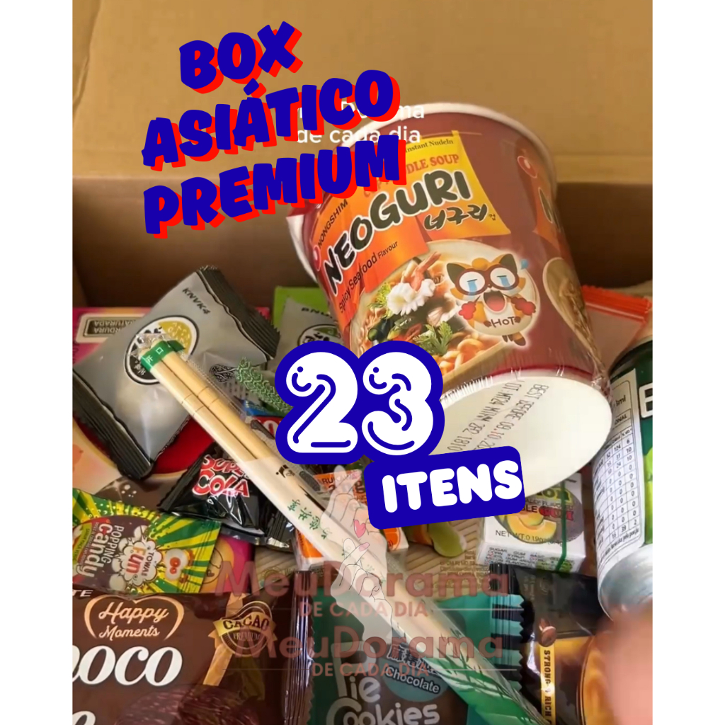 COMBO PREMIUM DOCES E SNACKS ASIATICOS, ORIENTAIS, COREANO DORAMEIRA KPOP - 23 ITENS