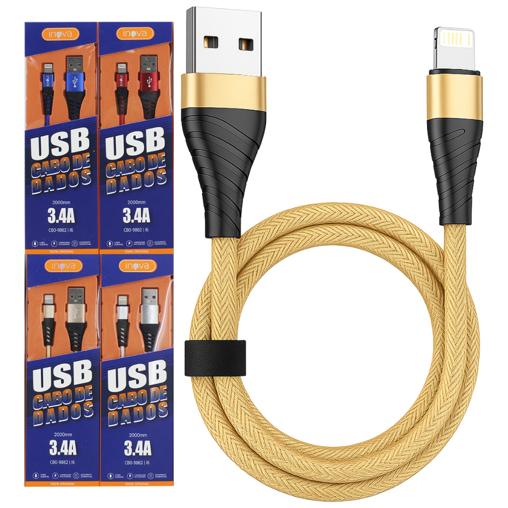 Kit 4 Cabos Carregador iPhone 2 Metros Cores Variadas - Mobile & Gadgets