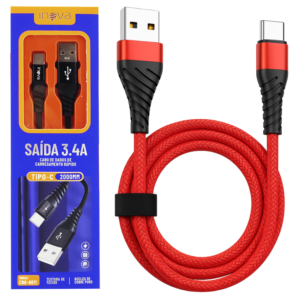 Cabo Carregador Tipo C Samsung A30 A50 S9 S10 S20 S21 S22  - 2 Metros - Mobile & Gadgets