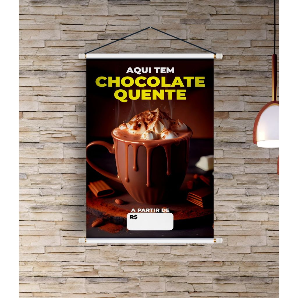 BANNER COMERCIAL ARTE PRONTA - AQUI TEM CHOCOLATE QUENTE