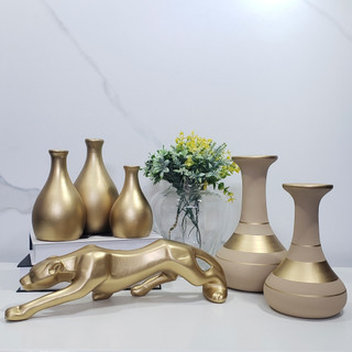 Conjunto Enfeite 6 Peças Kit Cerâmica Vasos Sala Completo Decorativas Trio Rack Centro Mesa Cozinha