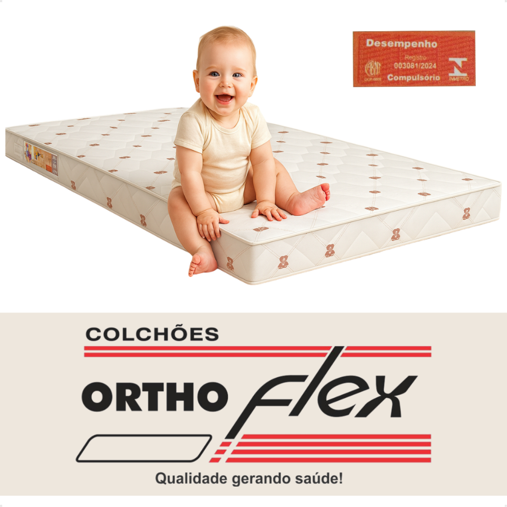 Colchão para Berço Antialérgico Americano Orthoflex 70x130 D18 Ortopédico Lavável Dupla Face