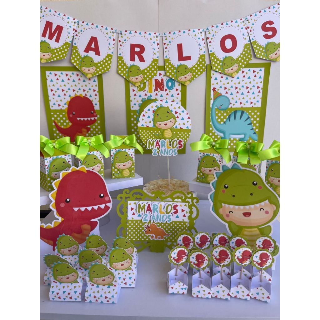 Kit Festa Dinossauro Baby Personalizado Só um Bolinho | Mesversário Aniversário | Lembrancinha