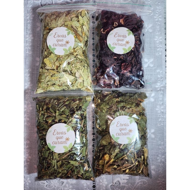 Cha de Hibisco, Cavalinha, Sene e Chá Verde 200 g total.