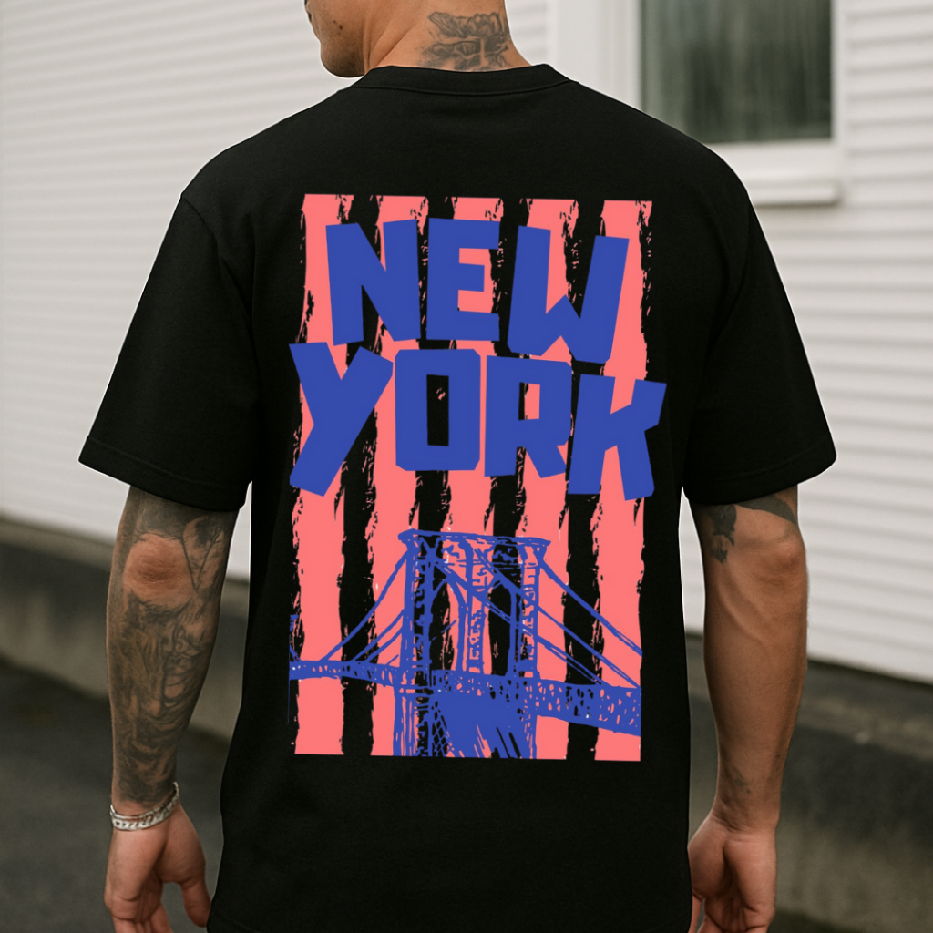 Camiseta Masculina Streetwear Estilosa New York Ponte Brooklyn Baladinha Tecido Algodão Camisa Unissex Lançamento 2025