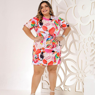Vestido feminino pluz size vestido tamanho GG soltinho moda blogueiras estampado verão