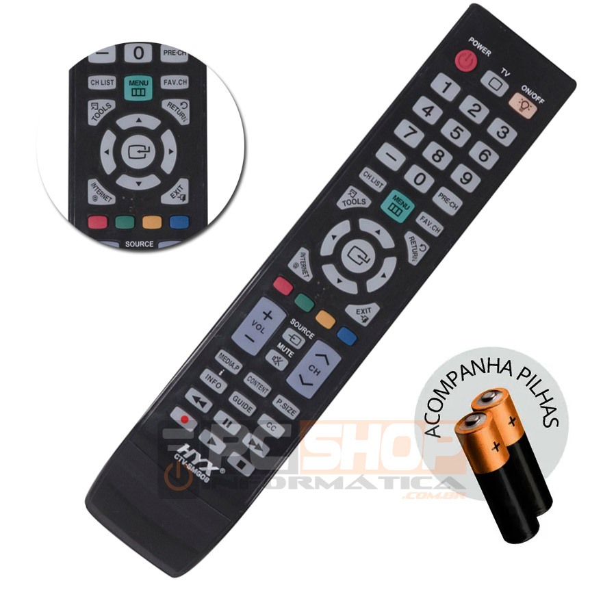 Controle Remoto para TV Samsung LED/LCD/Plasma CTV-SMG08 BN59-00866A Compatível