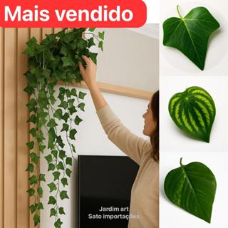 Planta Decorativa + Vaso Trançado Marrom 3 Pendentes Artificial Folhas de HERA JIBOIA MELANCIA em Oferta na Shopee