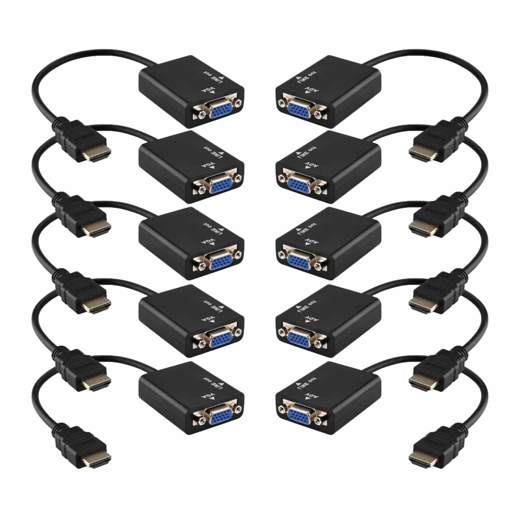Kit 10 cabo conversor adaptador hdmi macho para vga femea com audio P2