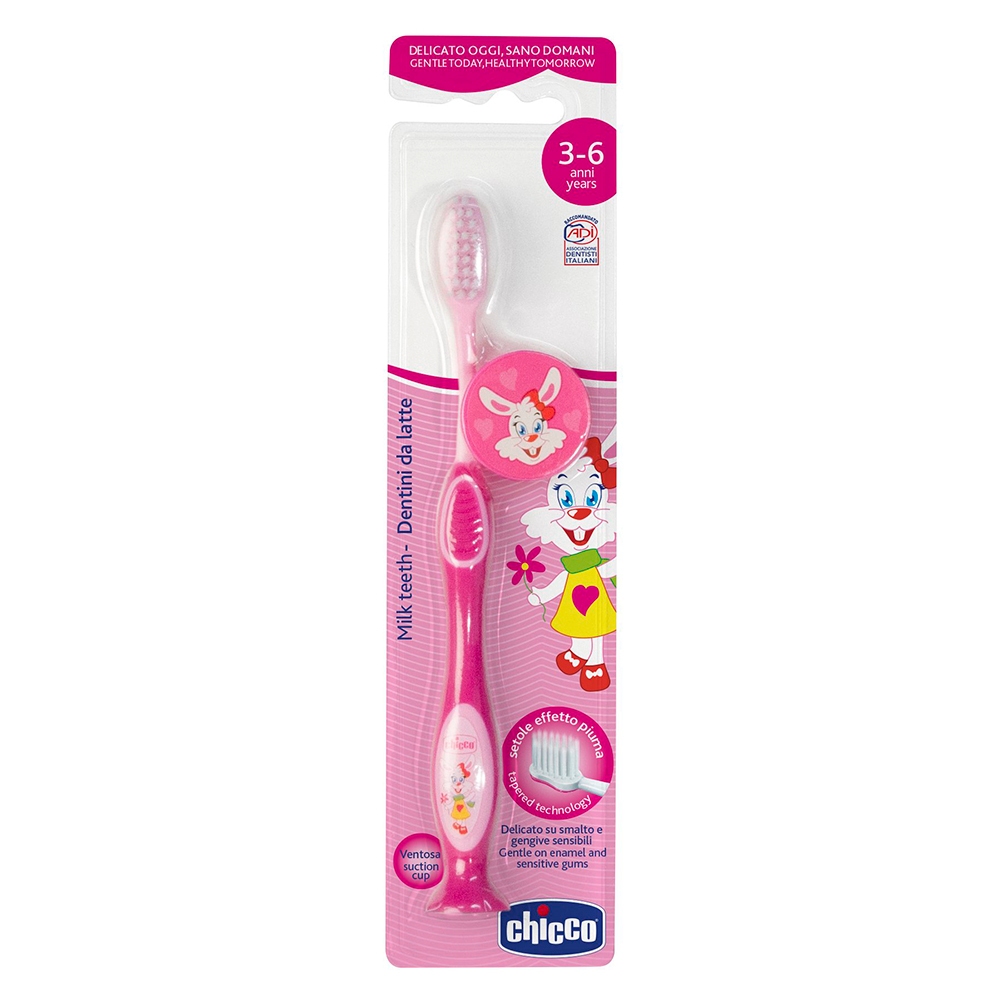 Kit 3 Escovas de Dentes Rosas 3-6 Anos - Chicco em Oferta na Shopee