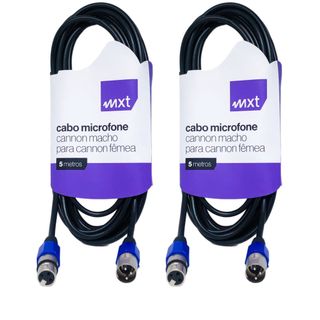 Kit 2 Cabo Microfone Xlr Canon Macho X Femea Balanceado Dmx Bm800 5 Metros
