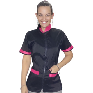 Jaleco banho e tosa anti pelos Preto com Pink em Oferta na Shopee