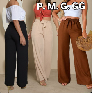 Calça Feminina Pantalona Viscolinho com Forro Bolsos e Cinto Folgadinha Verao P M G E GG em Oferta na Shopee