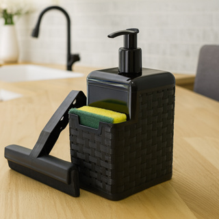 Kit Cozinha 2 Peças Porta Detergente Sabão + Rodinho de Pia em Oferta na Shopee