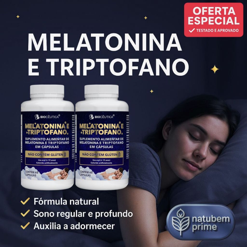 Combo 2 Melatonina com Triptofano Suplemento Premium para melhorar o sono e qualidade de descanso