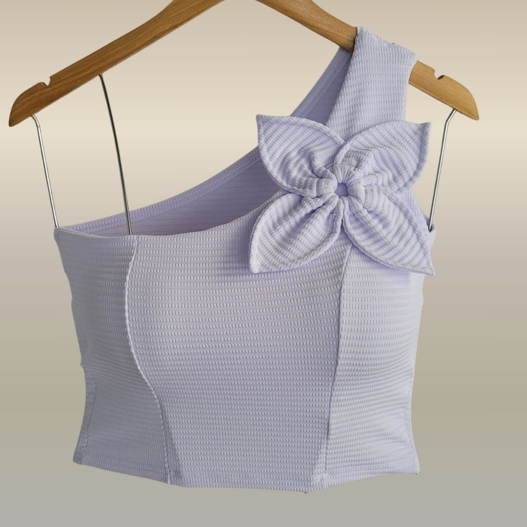 Blusa Feminina Mula Manca Com Flor Canelada Estilosa Com Bojo