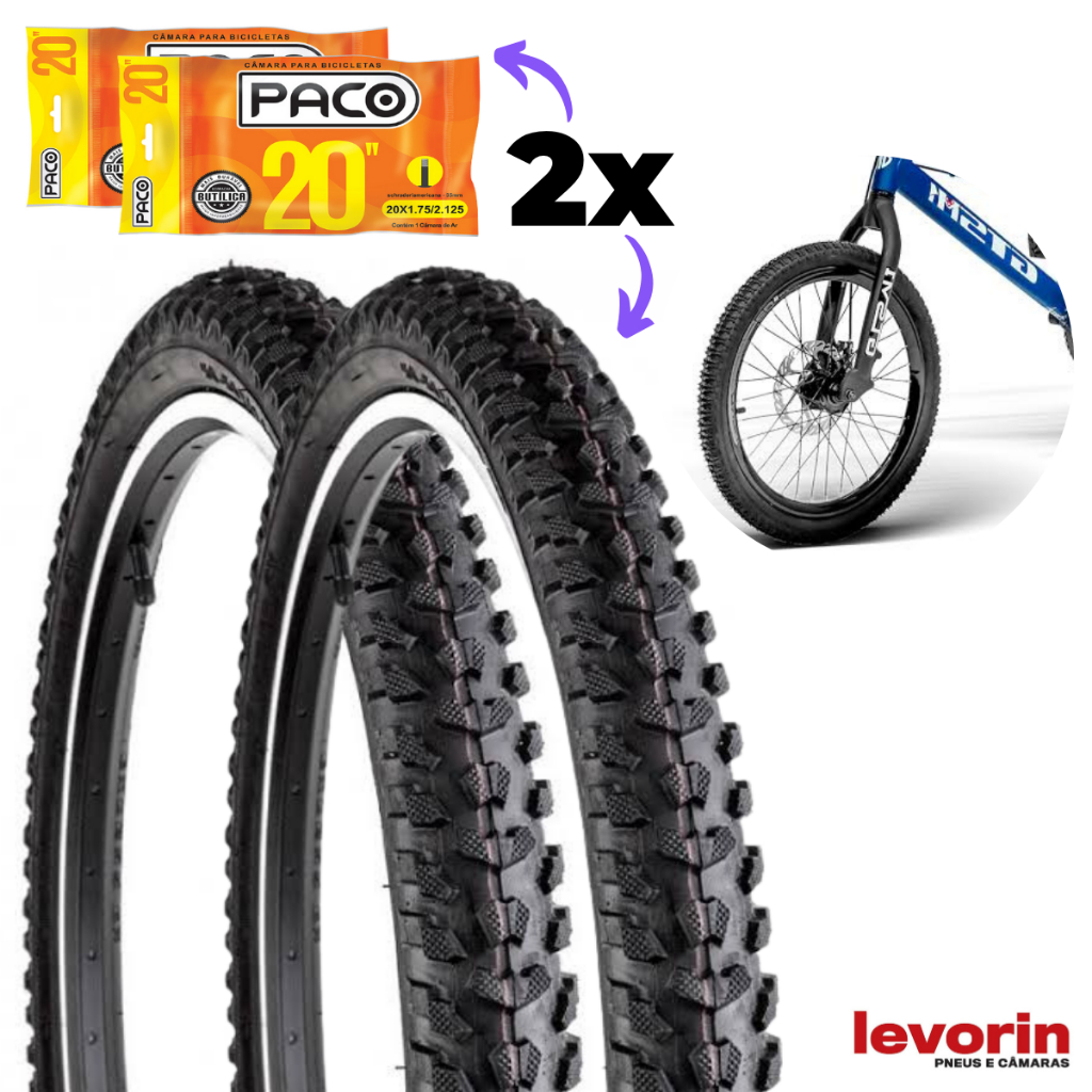 Pneu Bicicleta Aro 20 Levorin Excess com ou sem Camara de Ar Aro 20 Paco 20x.175 com  1 penu OU 2 pneus
