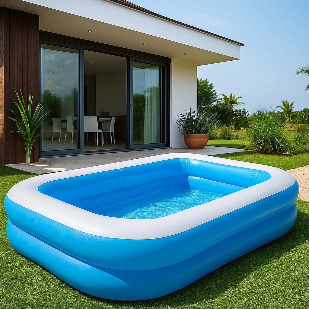 🏊 Piscina Inflável Retangular 778L💦Adultos e Crianças com Conforto! Prática, Espaçosa e Refrescante!