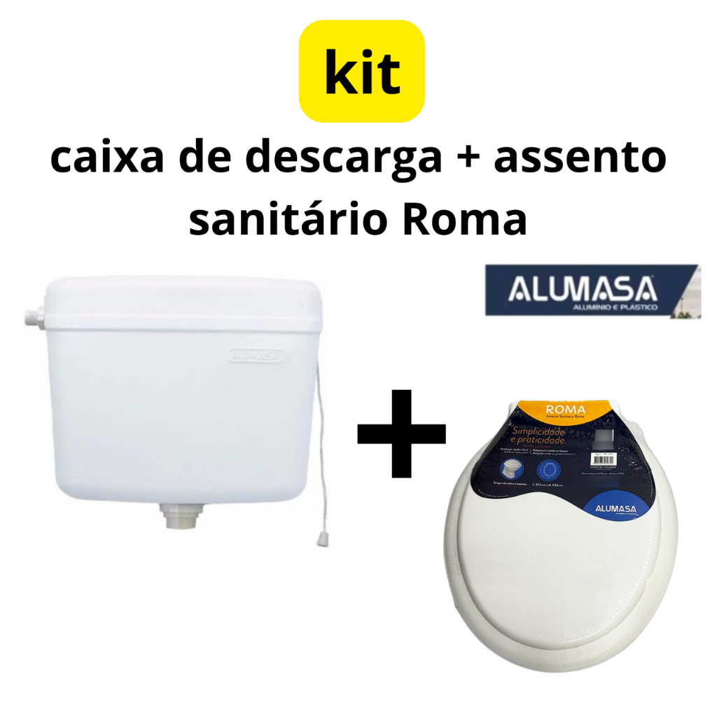 Kit assento sanitário Roma e caixa de descarga Alumasa