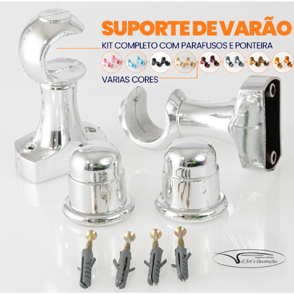 Kit SUPORTE SIMPLES 19mm para varão de cortina em Oferta na Shopee