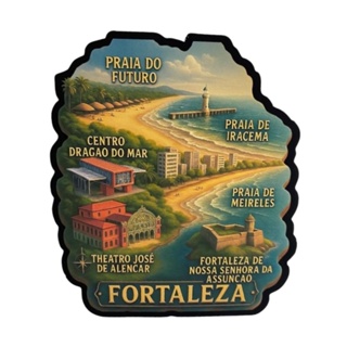 Imã de Geladeira Fortaleza – Pontos Turísticos Ilustrados, Lembrança de Viagem em Oferta na Shopee