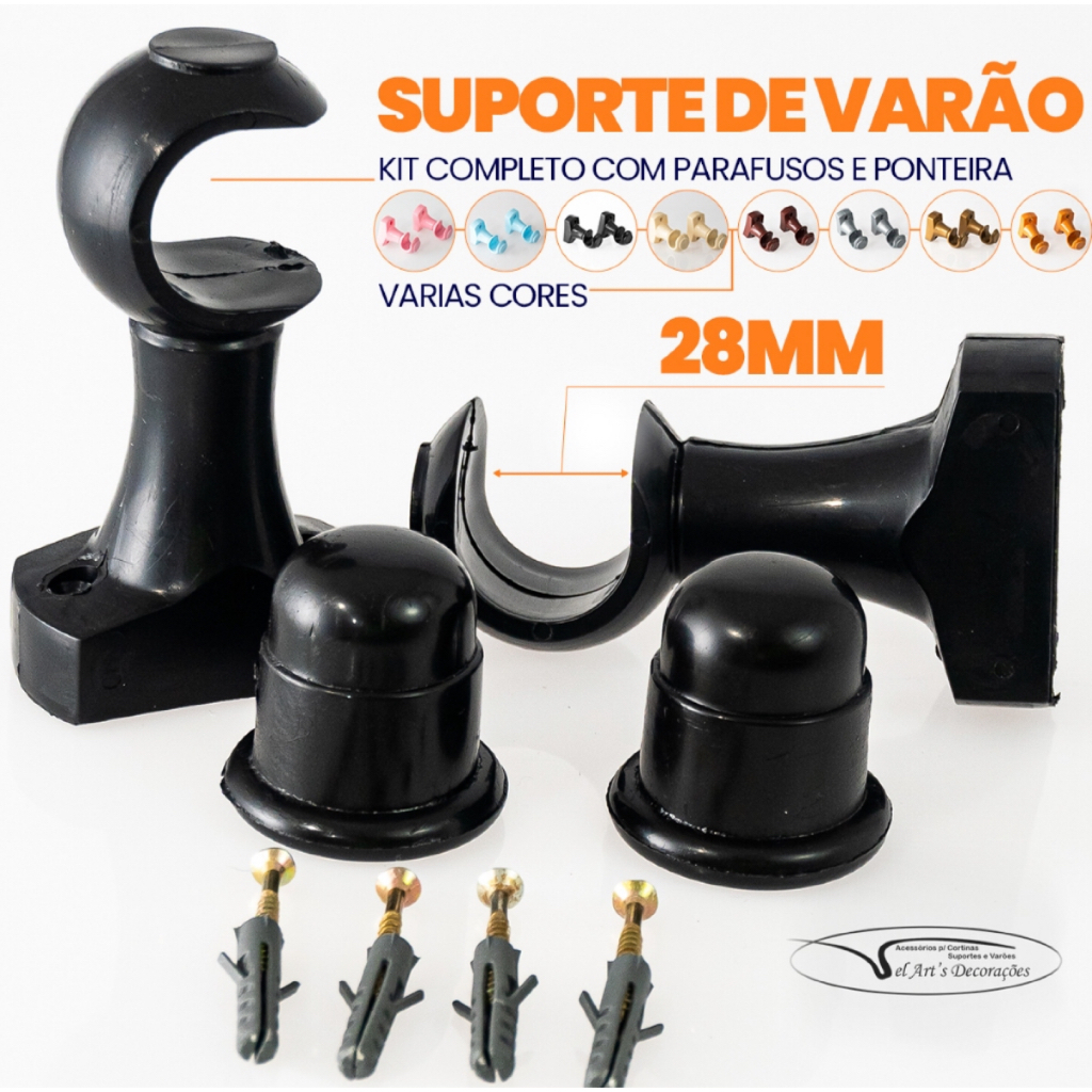 Kit SUPORTE SIMPLES 28mm para varão de cortina em Oferta na Shopee