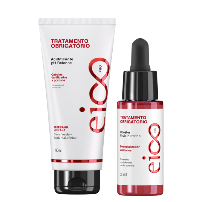 Acidificante Capilar Reconstrução Pós Química Eico Pro Obrigatório e Ampola Booster Queratina 30ml