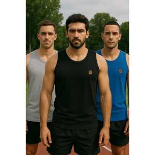 kit 3 Camiseta Masculina Regata Regata Camisa Algodão Lisa Premium Blusa