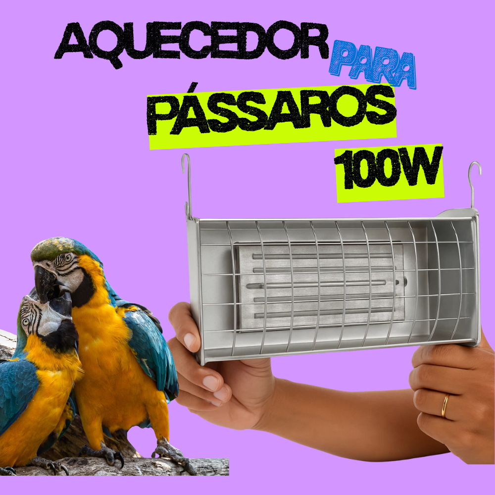 Aquecedor de Alumínio Para Viveiro 100w Pássaros Aves e Repteis Gaiola Aquece o Frio